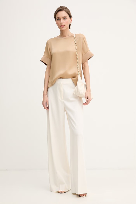 Sisley bluzka damska z wiskozy 52BZLQ0AN beżowy SS26