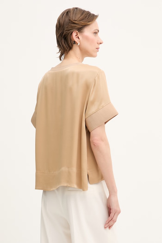 Odzież Sisley bluzka damska z wiskozy 52BZLQ0AN beżowy