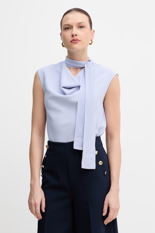 Sisley bluzka damska niebieski 5SLFLQ0AS