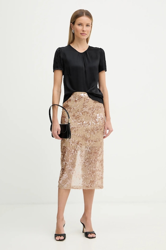 Fracomina bluzka z domieszką jedwabiu FR26ST1032W58401 czarny SS26