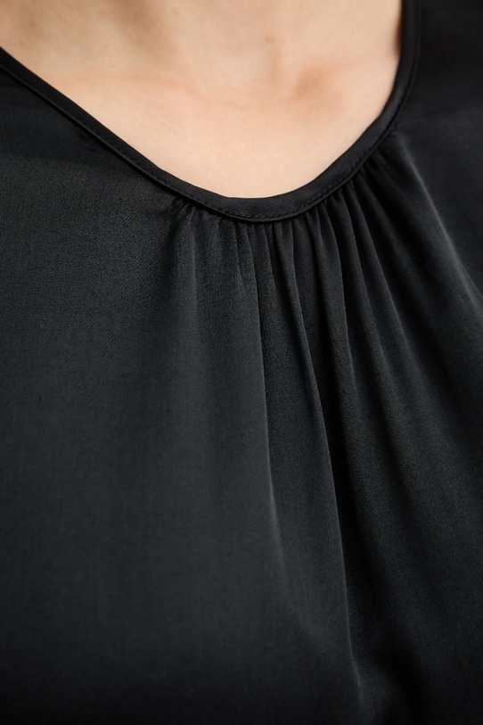 Fracomina bluzka z domieszką jedwabiu FR26ST1032W58401 czarny