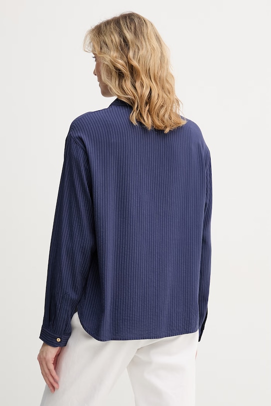 Odzież United Colors of Benetton bluzka damska z wiskozą 5X0VDQ0DD granatowy