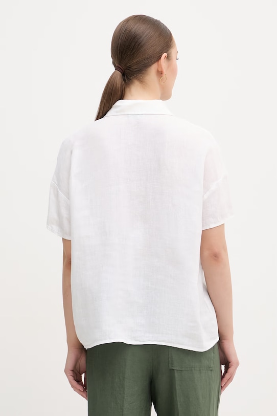 Odjeća United Colors of Benetton bluza za žene od lana 5BMLDQ0D2 bijela