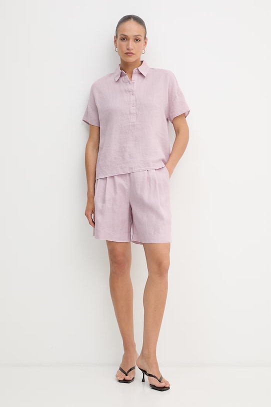 United Colors of Benetton блуза дамска от лен 5BMLDQ0D2 розов SS26