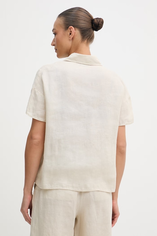 Odjeća United Colors of Benetton bluza za žene od lana 5BMLDQ0D2 bež