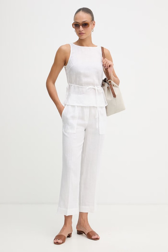 United Colors of Benetton bluza ženska lanena 5BMLDQ0DZ bijela SS26