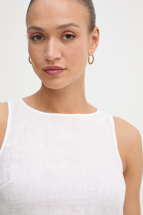 United Colors of Benetton bluza ženska lanena bijela 5BMLDQ0DZ