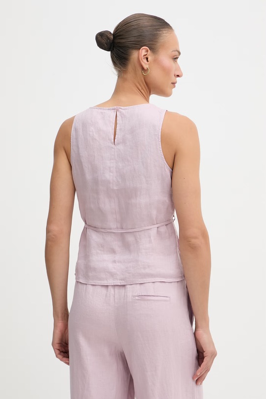 Abbigliamento United Colors of Benetton camicetta da donna in lino 5BMLDQ0DZ rosa