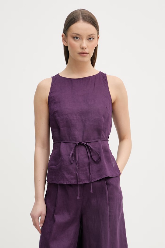 United Colors of Benetton bluza za žene od lana ljubičasta 5BMLDQ0DZ