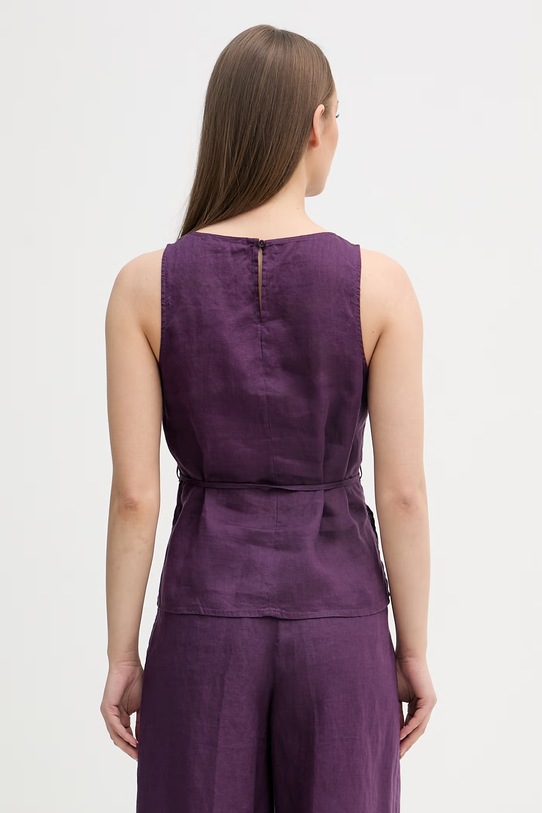 Odjeća United Colors of Benetton bluza za žene od lana 5BMLDQ0DZ ljubičasta