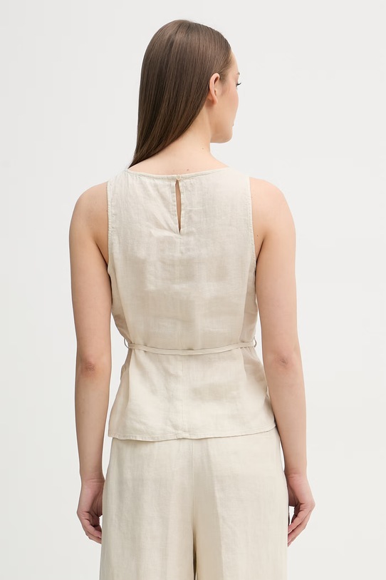 Oblačila United Colors of Benetton bluza ženska lanena 5BMLDQ0DZ bež