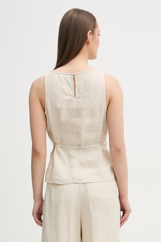 Oblečenie United Colors of Benetton blúzka dámska ľanová 5BMLDQ0DZ béžová