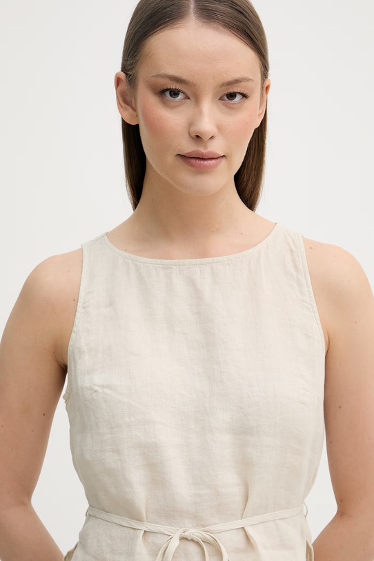 United Colors of Benetton bluza ženska lanena bež 5BMLDQ0DZ