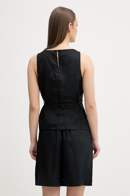 Oblačila United Colors of Benetton bluza ženska lanena 5BMLDQ0DZ črna