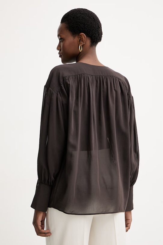 Odzież Pinko bluzka damska z wiskozą 106846.A3B2 brązowy