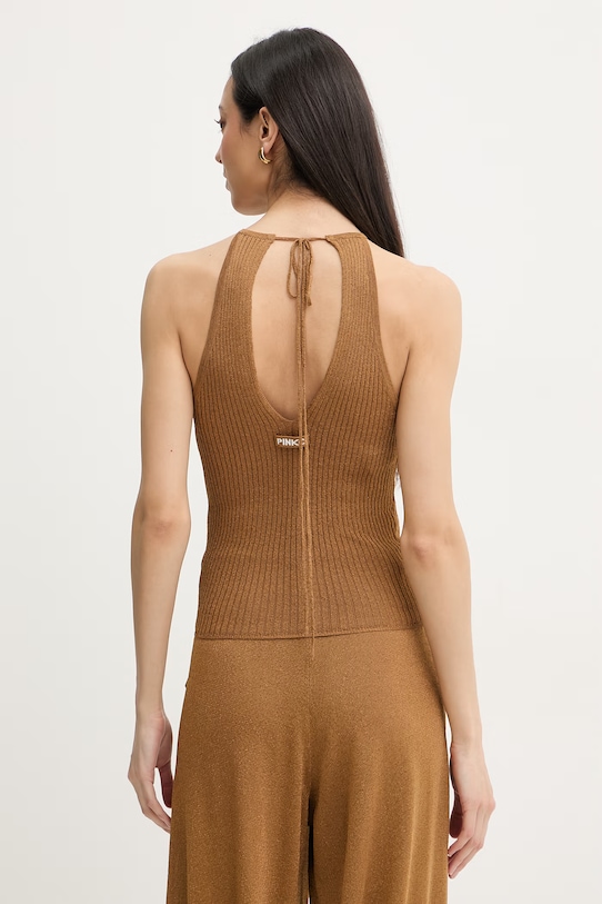 Ρούχα Pinko μπλούζα Γυναικεία με βισκόζη 106884.A3BD καφέ