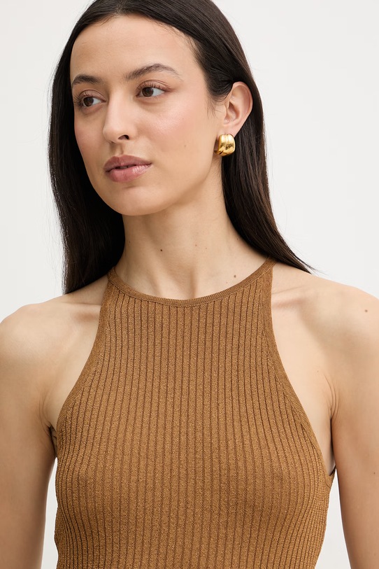 Pinko μπλούζα Γυναικεία με βισκόζη καφέ 106884.A3BD