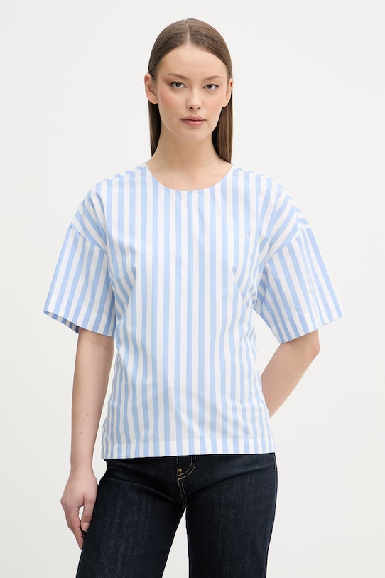 Calvin Klein Jeans srajčna bluza ženska bombažna modra LV047F113G