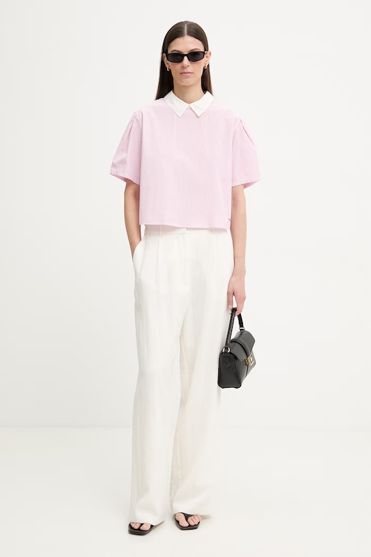 Marc O'Polo bluzka koszulowa damska bawełniana 5000008159 różowy SS26