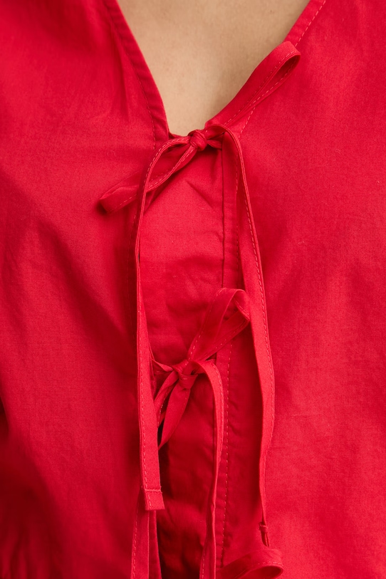 Marc O'Polo bluzka z falbanką damska bawełniana 5000009553 czerwony