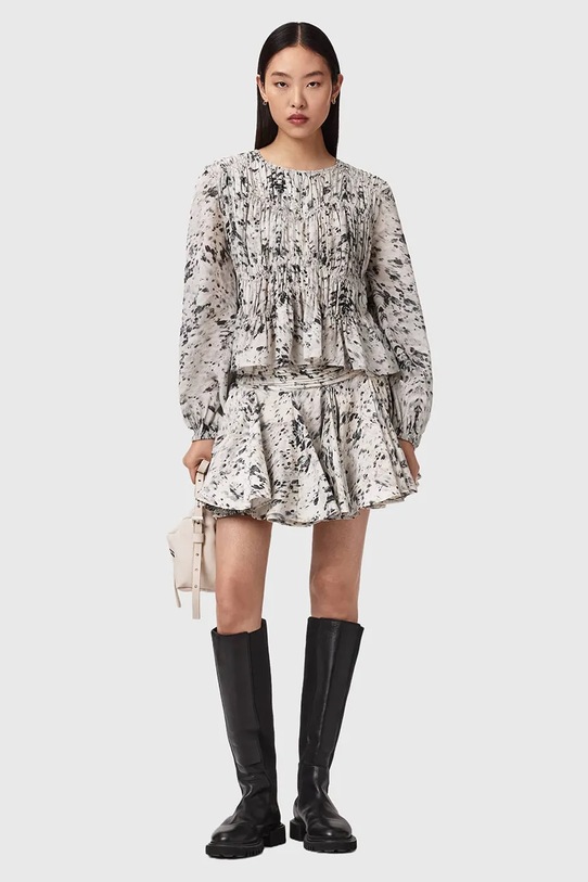 Odzież AllSaints bluzka z falbanką damska z wiskozą MELANI W001PE beżowy