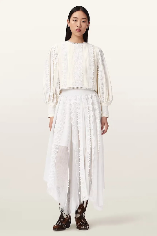 Ρούχα Βαμβακερή μπλούζα AllSaints HART W052PE λευκό