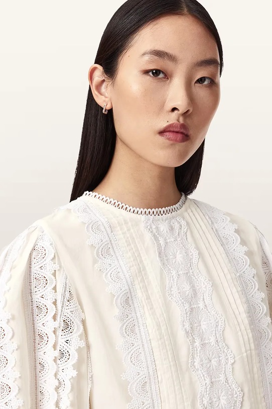 Βαμβακερή μπλούζα AllSaints HART λευκό W052PE