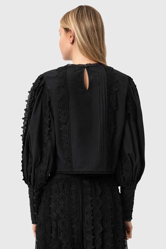 AllSaints blúz pamutból HART W052PE fekete SS26