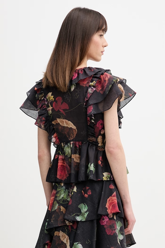 Abbigliamento AllSaints camicetta con lino ALMA W078PE nero