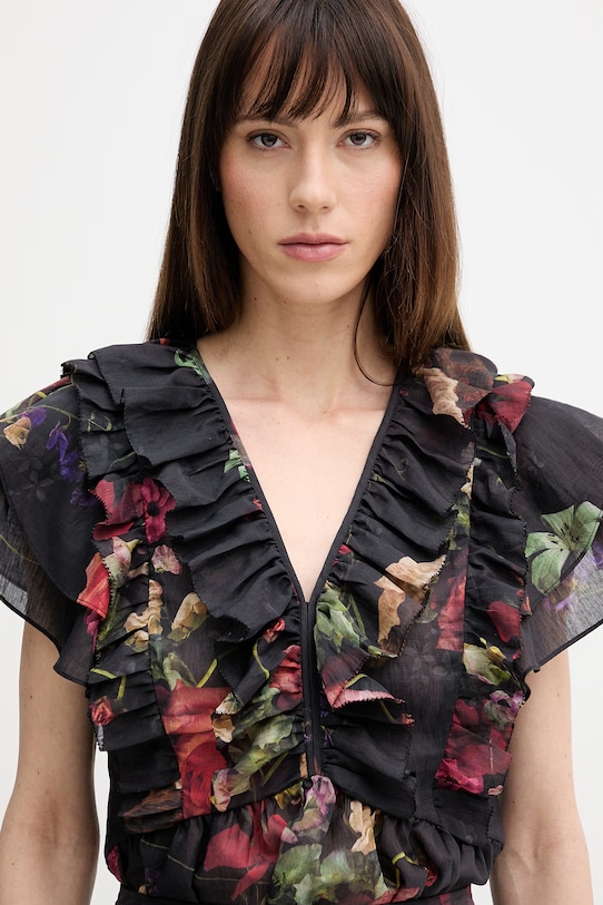 AllSaints camicetta con lino ALMA nero W078PE