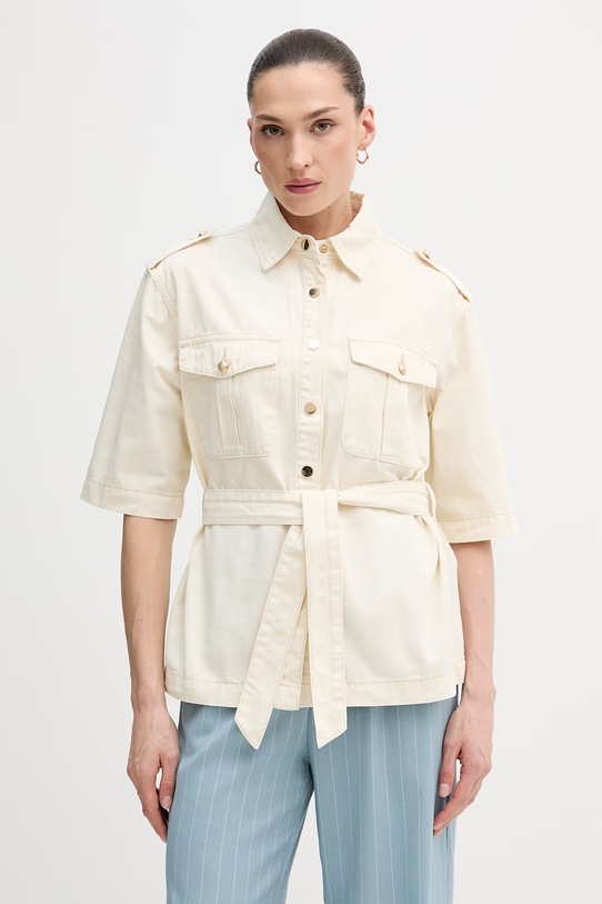 Хлопковая рубашка Gaudi casual бежевый 611BD35015