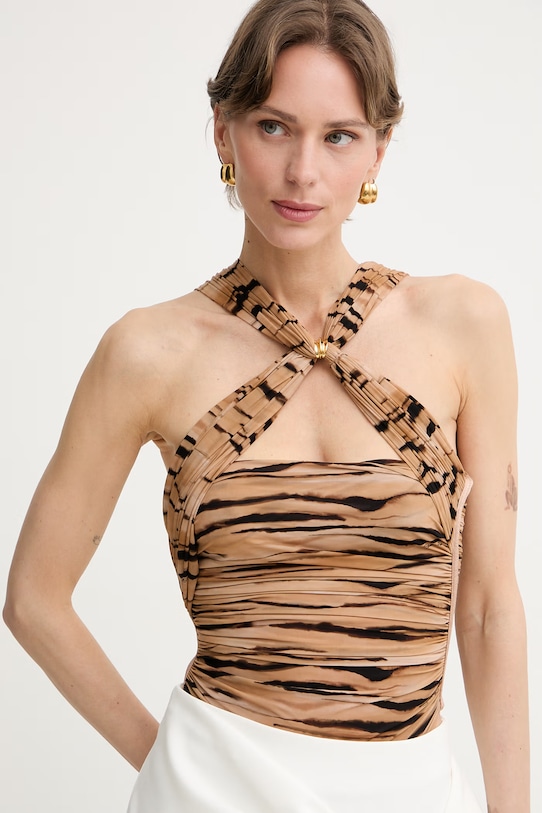 Elisabetta Franchi γυναικείο κορμάκι καφέ BO03362E2