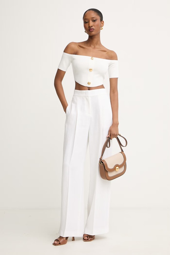 Elisabetta Franchi bluzka damska z wiskozą TK86B62E2 biały SS26