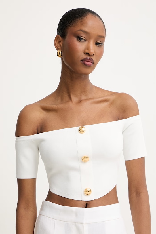 Elisabetta Franchi bluzka damska z wiskozą biały TK86B62E2