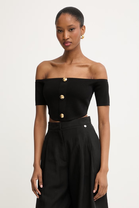 Elisabetta Franchi bluzka damska z wiskozy czarny TK86B62E2