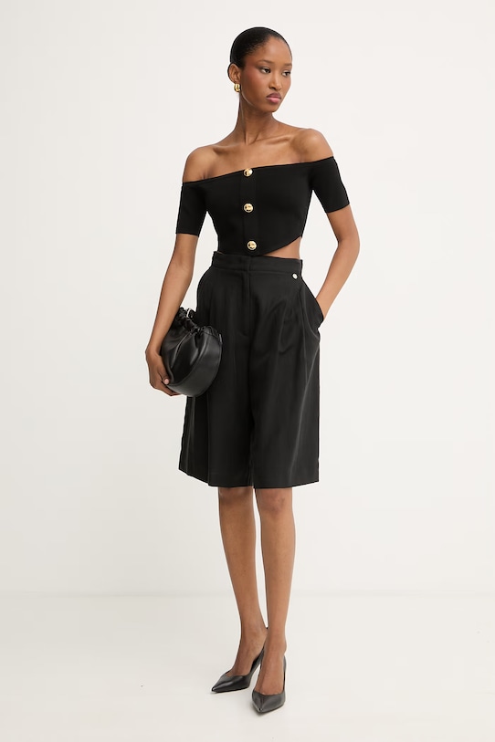 Elisabetta Franchi bluzka damska z wiskozy TK86B62E2 czarny SS26