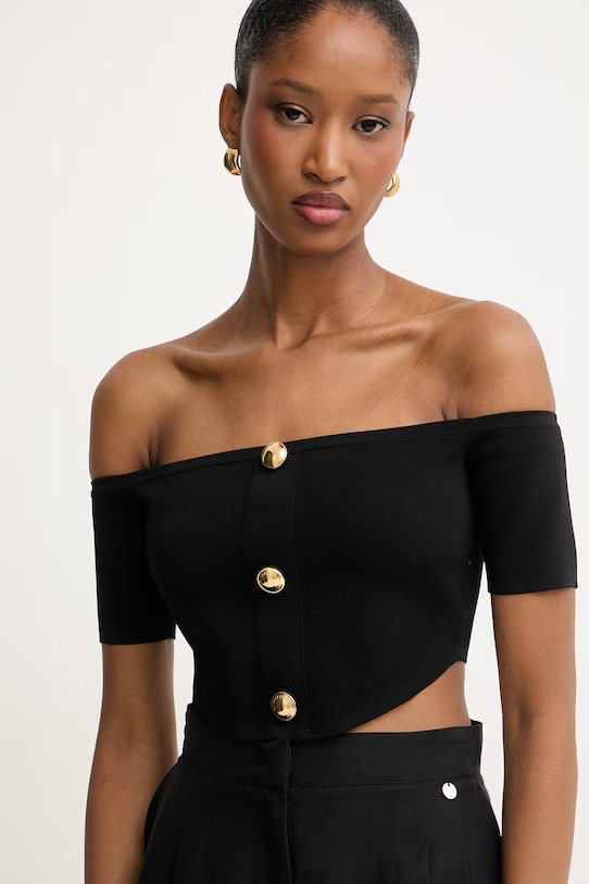 Elisabetta Franchi bluzka damska z wiskozy czarny TK86B62E2