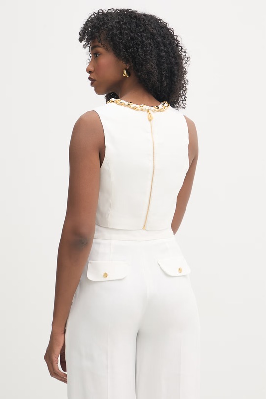 Odzież Elisabetta Franchi bluzka damska z lnem TO06062E2 beżowy