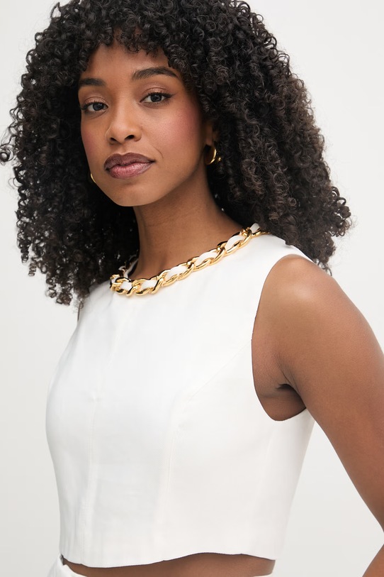 Elisabetta Franchi bluzka damska z lnem beżowy TO06062E2