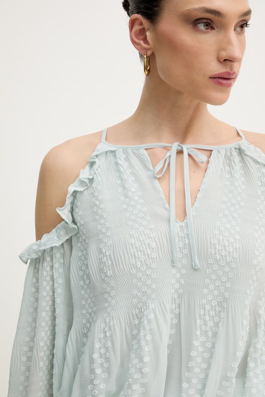 Guess bluzka z odkrytymi ramionami damska EMILIA W6GH61.W2041 turkusowy