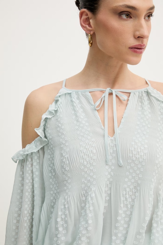 Guess bluzka z odkrytymi ramionami damska EMILIA W6GH61.W2041 turkusowy