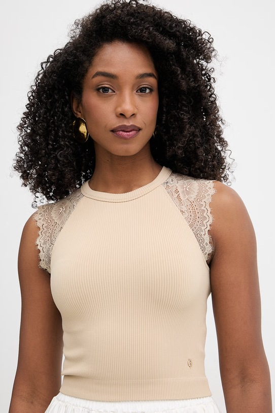 Guess crop top damski MILLIE beżowy W6GZ01.Z0606