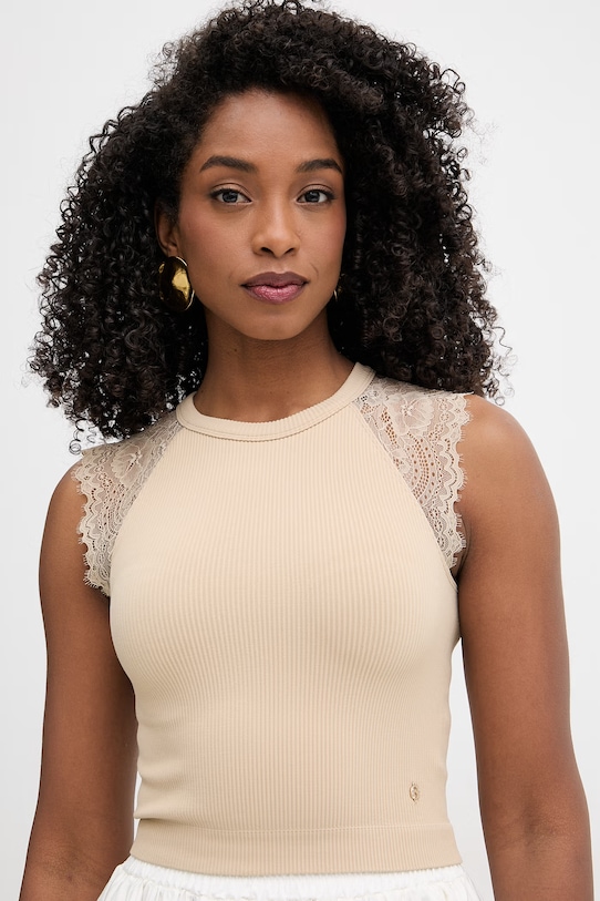 Guess Γυναικείο Crop top MILLIE μπεζ W6GZ01.Z0606