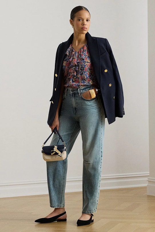 Odzież Lauren Ralph Lauren bluzka z falbanką damska 200P08674 multicolor