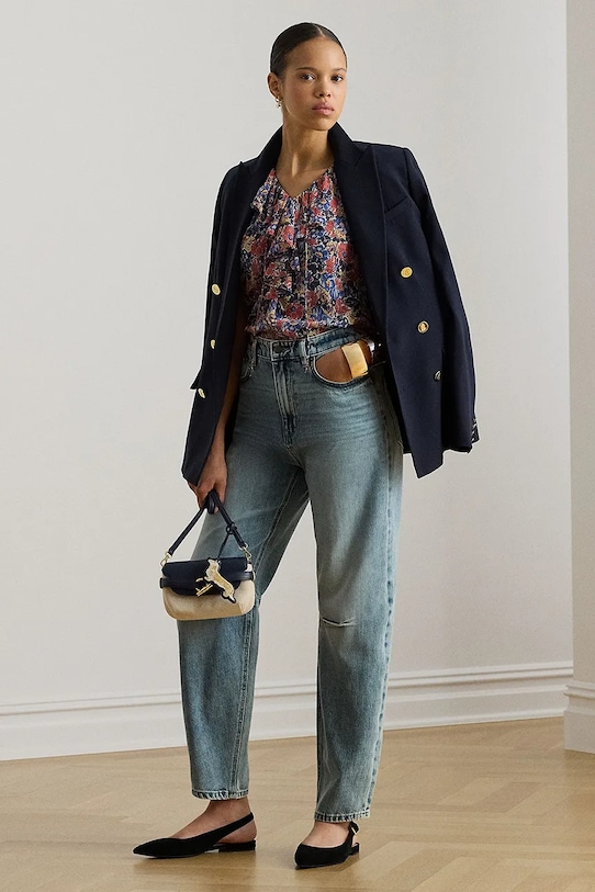 Odzież Lauren Ralph Lauren bluzka z falbanką damska 200P08674 multicolor