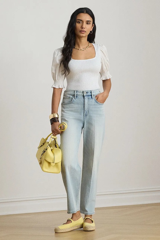 Odzież Lauren Ralph Lauren bluzka damska bawełniana 200P09102 biały