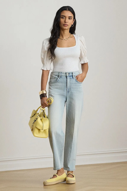 Odzież Lauren Ralph Lauren bluzka damska bawełniana 200P09102 biały