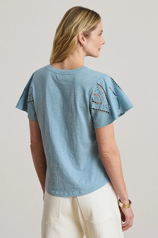 Lauren Ralph Lauren blúzka dámska bavlnená 200P09104 tyrkysová SS26