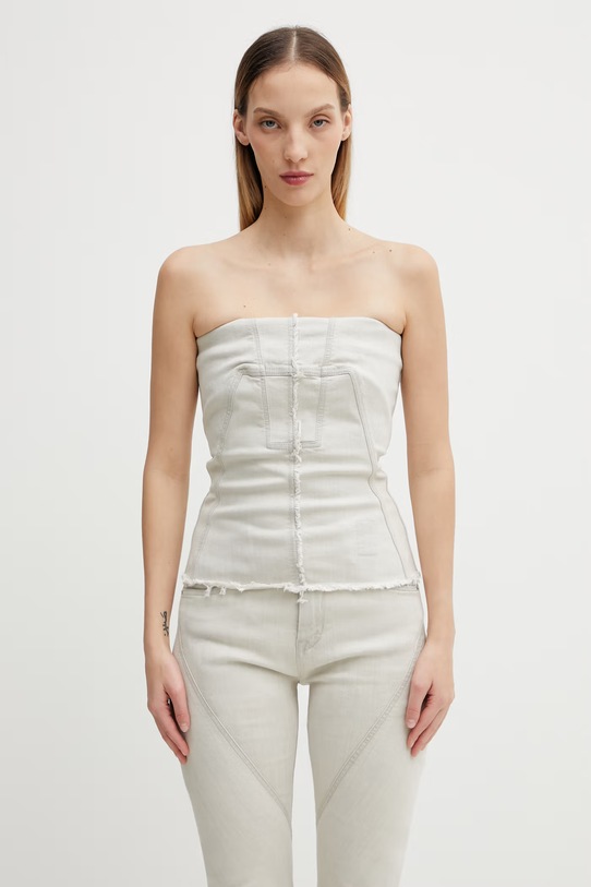 Rick Owens DRKSHDW bluzka jeansowa regular beżowy DS01F4127.SDMW