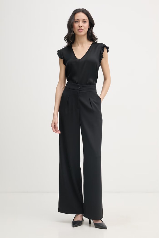 Gaudi bluzka z falbanką damska z wiskozy 611FD45048 czarny SS26